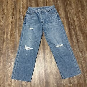 Etica Tyler Vintage Straight Jeans Women's 25 Relaxed Cropped Frayed Hem Denim